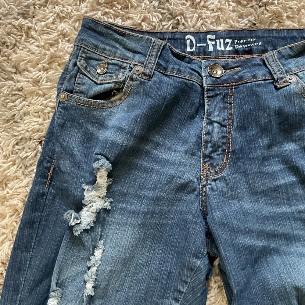 D-Fuz Premium Denim Distressed Straight Leg Jeans Dark Wash Blue Womens 9/10